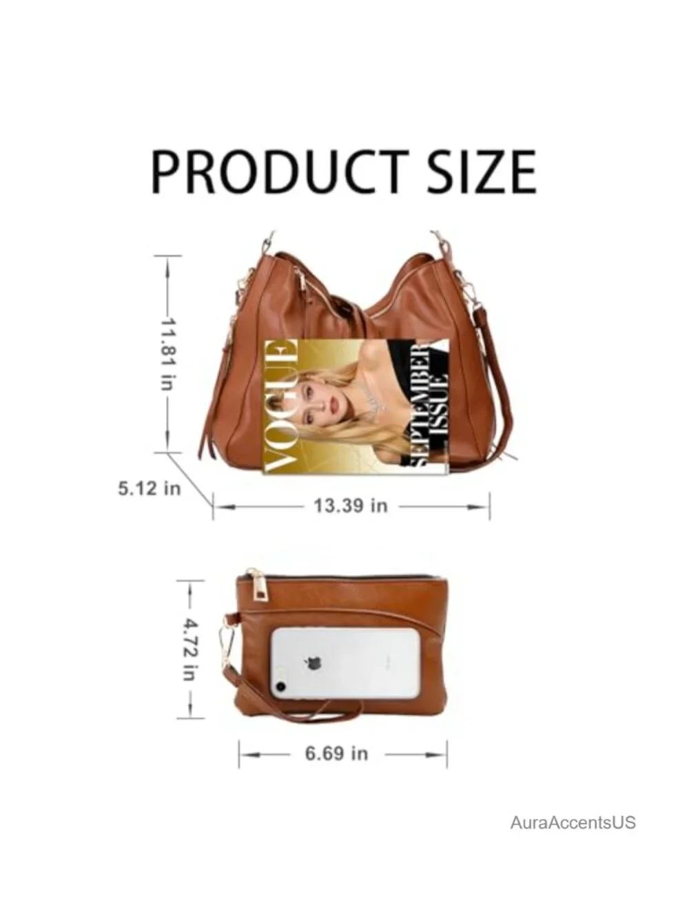 3-in-1 Hobo Bag Crossbody Shoulder PU Leather Purse Set with Wallet